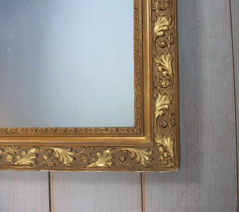Large Antique French Overmantle Gilded Mirror